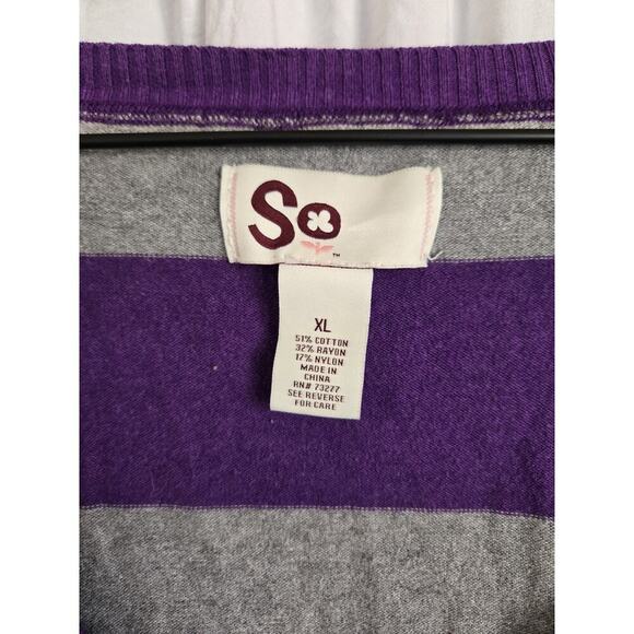 SO Womens XL Purple Long Sleeve Shirt Y2k Preppy Academia School Y2k Striped - Picture 2 of 7
